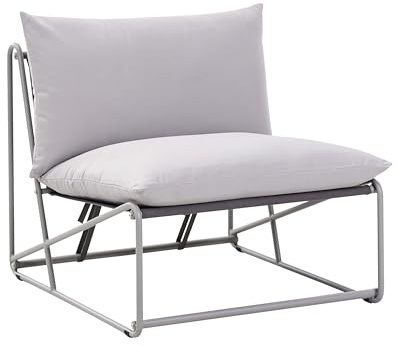 Beliani Gartensessel Metall grau Dicke Sitzkissen niedrig breit ohne Armlehnen Pico