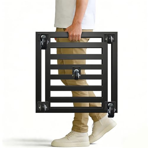 LUBORN Plant Caddy with Wheels, 20'' Heavy Duty Large Metal Rolling Plant Stand with Lockable Caster, Square Plant Dolly Rust-Proof for Large Planters, Holds up 650 Lbs, 1 Pack