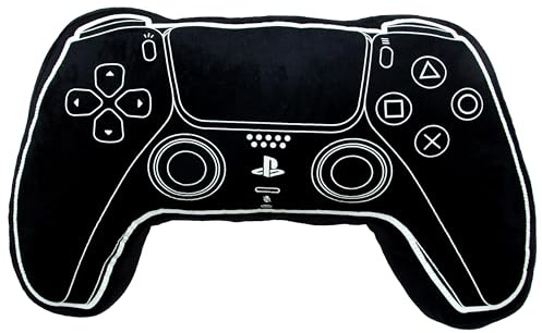 PlayStation Officially Licensed Controller Shaped Cushion Pillow | Stuffed Plush Shaped Pillow | Glow In The Dark | Perfect For Bedroom Or Gaming Décor, Black