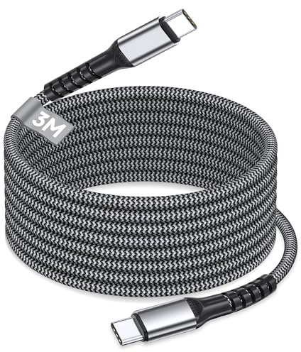 USB C till USB C laddningskabel 3m,100W PD typ C till typ C Laddningskabel,USBC till USBC snabbladdningskabel för i Phone 15/16/17 Pro Max,iPad Pro,MacBook Air,Samsung Galaxy S25/S24/S23/S22,Pixel 9/8