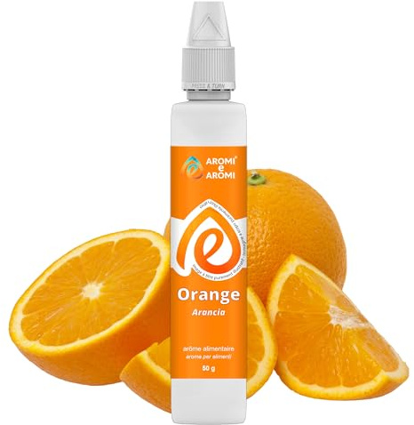 AROMI E AROMI – Aroma Arancia 50g | Aroma in Gocce ideale per insaporire o esaltare il sapore di Dolci, Torte, Gelato e Biscotti | Prodotto Vegano a Zero Calorie | 100% Made in Italy