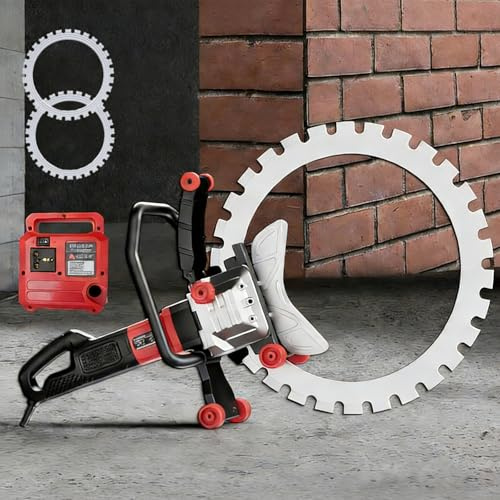 Cortadora De Pared Eléctrica De 16, Velocidad De 3000 Rpm, Sierra Circular Eléctrica Para Hormigón De 9800 W, Profundidad De Corte De 11,8, Con 2 Hojas De Sierra Y Sistema De Supresión De Polvo
