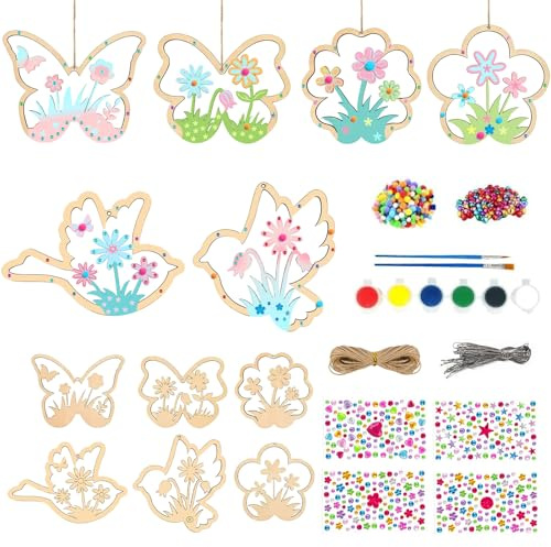 Xylota 129 Stück Bastelsets Kinder, Schmetterling und Blume DIY Bastelsets Kinder ab 4 5 6 7 8 9 Jahre, Osterdeko, Kreativ Geburtstag Geschenk, Geschenkidee, Geschenke für Mädchen