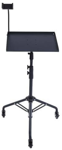 Yusat Rolling Laptop Tripod Stand Mobile Projector Cart Adjustable Height 28-51.2 Inch with Tiltable Tray Universal Wheels Brakes for Home Theater Office Conference Presentations