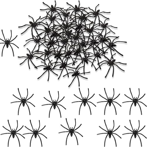 24Pcs Halloween Spider Black Plastic - Perfect Size Color Spooky Decorations Versatile Halloween Decoration Create a Haunting Atmosphere Outstanding Value for High-Quality Halloween Spiders