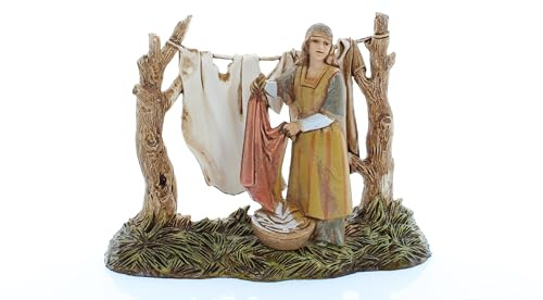 Moranduzzo Lavandera H 9,8 cm para Belén de 10 cm Escala 1:20 – Standard 10 – Figura irrompible, Estilo árabe, Pintada a Mano, Producto Oficial, Escultor M. Landi