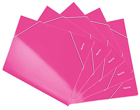 Leitz Eckspannermappe WOW, A4, Füllhöhe 250 Blatt, Karton 5er / 10er (pink metallic | 5er)