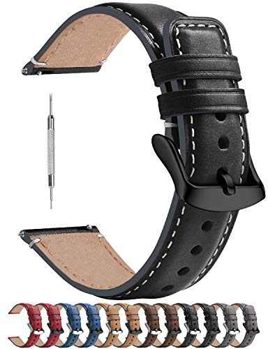 Fullmosa 6 Colores para Correa Reloj de Cuero Pulido 18 mm/20 mm/22 mm, Yola Serie Pulsera de Piel para Relojes de Liberación Rápida para Hombres Mujeres