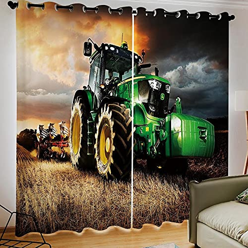 NBVGHJ Personalisieren Sie Farm Landwirtschaft Traktor 3D Blackout Vorhänge Schlafzimmer Wohnzimmer Home Dekoration Für Kinder Kinder Jungen (B) 120 × (H) 150 cm