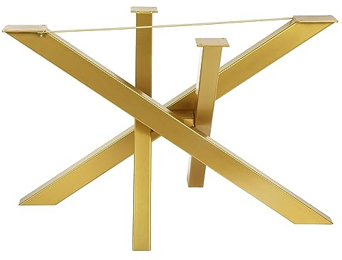 Magnetic Mobel Tischgestell Lotus Design Kreuzgestell Schwerlast massiv Tischkufen Stahl Tischbeine Metall Profil: 8x4 cm (XL-size-141x79 cm, Gold)