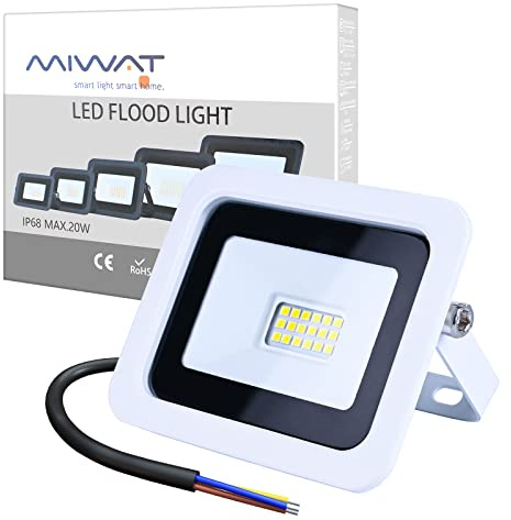 Ultra-Thin MIWAT LED Flood Light Spotlight Led Search Lamp 220V Floodlights for Outdoor Garden Street Square (Cool White-6000k, 20W)