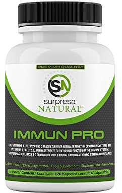 Surpresa Natural 12 in 1 Immun Pro I 120 Kapseln I Multivitamin Booster hochdosiert I Vitamin A, B6, B9, B12, C, D, Eisen, Kupfer, Selen, L-Histidin, Astragalus & Zink I vegane Multivitamin Kapseln