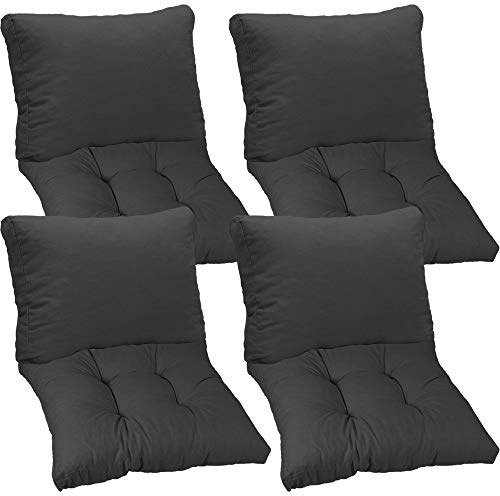 NYVI Loungekissen SmartLounge Set 4X Sitzkissen 60x60 cm und 4X Rückenkissen 60x40 cm Anthrazit - Wasserabweisende Auflagen für Indoor und Outdoor - Stuhlkissen für Rattanmöbel und Gartenmöbel