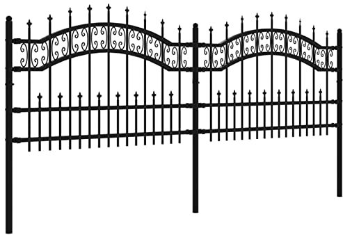 Tidyard Zauntor Doppelflügel Gartenzaun Metallzaun mit Speerspitzen Zaun Gartentor Gartentür Gartenpforte Zauntür Hoftür Tor Hoftor Pforte Doppeltor 240 x 115 cm (B x H),Pfostenhöhe: 106 cm Schwarz