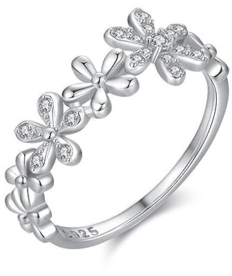 Jeulia Damen-Ring aus 925er-Sterlingsilber, Blumen-Design, Verlobung, Jahrestag, Versprechensringe mit Schmuckschatulle für Geburtstag, Weihnachten, Valentinstag, Halloween