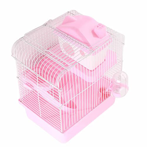 Hamster, Hamsterkäfig, belüftet, 2 Etagen, für kleine Haustiere, Rosa