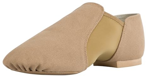 Linodes Unisex 09 Canvas Upper Slip-on Jazz Shoe for Women and Men's Dance Shoes-Brown 8.5M