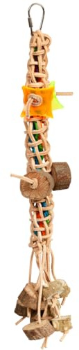 HappyBird | Lederzopf XXL Vogelspielzeug - Schredderspielzeug mit Sisal für Papageien und Sittiche | ca. 58 x 12 x 12 cm