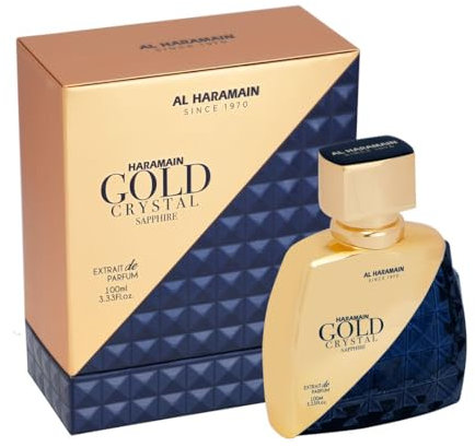 Al Haramain Gold Crystal Sapphire Extrait de Parfum 100 ml | Perfume árabe de lujo en spray | Fragancia unisex de almizcle