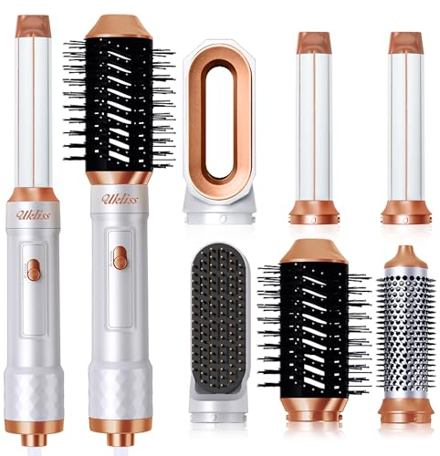 Air Styler 6 in 1 Warmluftbürste Set, UKLISS Föhnbürste 200 Millions lonen, 1000W Haartrockner, Auto-airflow Lockenstab Föhn, Haarglätter Bürste, Rundbürste zum Haar Volumen, Glätten, Locken, Föhnen