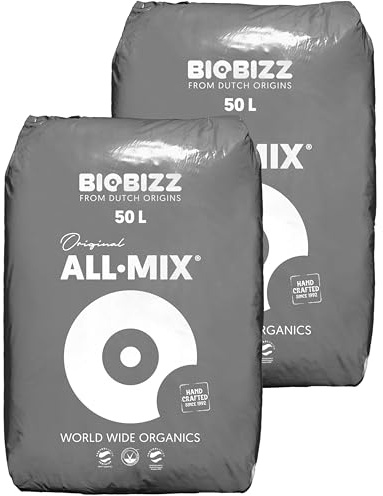 Biobizz 100 Liter 2x50L Allmix All Mix Erde, 2 x 50L Säcke, Gesamt 100L, Growerde Grower-Erde