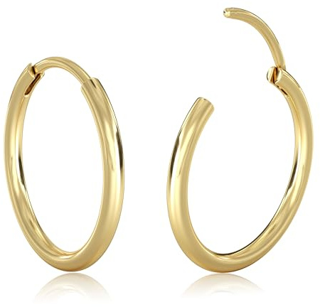 Milacolato Petites Boucles d’oreilles Or pour Femmes Hommes Hypoallergénique 316L Acier Chirurgical Cartilage Tragus Hélice Dormeur Articulé Créoles Boucles d’oreilles Lèvre Anneau Piercing 12MM