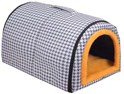 Monbaer 2-in-1-Hundehütte, Katzen-Iglu, faltbares Hundezelt, Bett mit weichem, abnehmbarem Kissen, wasserdicht, beruhigendes Nest, Anti-Angst, warm, gemütlich, Welpenschlafsack, Größe M: 60 x 43 x 40