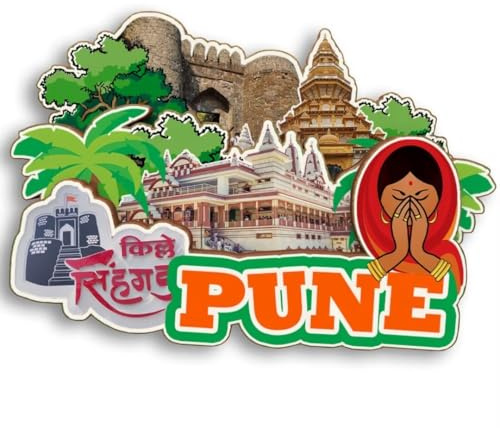 Pune India Holz-Kühlschrankmagnet, 3D-Kühlschrankmagnet, Stadt, Reise, Souvenir, niedliche Kühlschrank-Aufkleber, Heimdekoration, Küchendekoration