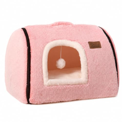 Niche pour chats d'intérieur, douce et confortable, mignonne maison pour chat, avec coussin amovible et lavable, lit pour chat fermé, cabane pour animaux de compagnie, cachette, petite tente pour