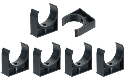 sourcing map Lot de 6 colliers de serrage en PVC pour tuyaux d'eau en forme de U, support de tube d'irrigation pour plateaux TV, supports de tuyau, support de tuyau, tube de support de tuyau, noir