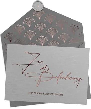 Joli Coon Zur Beförderung die besten Glückwünsche Klappkarte, mit Kuvert | 350g strukturiertes Designerpapier, Roségoldveredelung, echtes selbstklebendes Wachssiegel, für persönliche Glückwünsche