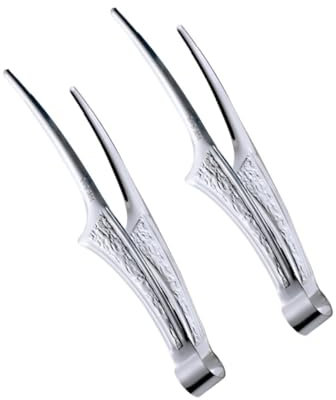 DECHOUS 2pcs BBQ Grill Tongs Barbecue Clips Fish Steak Cooking Tongs Heat Resistant Kitchen Clamps