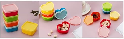 Kioiner 10 Recipientes Pequeños Multicolores con Tapas de Plástico, Recipientes Herméticos para Alimentos, Almacenamiento de Alimentos, Aperitivos y Frutas