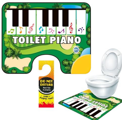 Acunny Alfombra de Inodoro con Teclado de Piano, Alfombra de Piano en Maceta - Alfombra de Sonidos de Suelo de Cuarto de Baño,Toe de Teclado de Piano Musical Tapage Pots-Pots de Sonido con Soporte