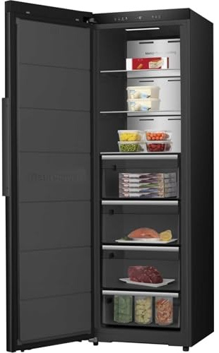 Hisense KitchenFit FT5K310GSFC 186cm Frost Free Upright Freezer - Black Stainless Steel - C Rated