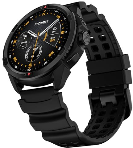Noise Endeavour Pro Military Rugged Smartwatch, 28Days Battery, Built in GPS & Flashlight, Scratch Resistant, AI Companion, 1.5 AMOLED, 5ATM Water Resistant, 1Year Warranty (Carbon Black)