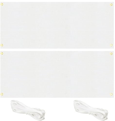 Jortmrd 2 Set Striscione Bianco 200x100 cm, Banner in Poliestere per Personalizzazione Fai da Te con Corda 10m, Ideale per Matrimoni, Compleanni, Eventi, Pubblicità (Interni/Esterni)