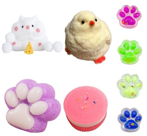 AYNKH 8-teiliges Squishy Anti-Stress-Spielzeug, sensorisches Set mit Tieren, niedliche Formen, ideal für Geburtstagsgeschenke, Partys, Freizeit, Kinder und Erwachsene
