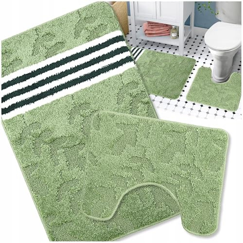 Decorator HOME Badteppich Set 2-TLG. Grün – rutschfest & Weich, Badematte für Badezimmer Teppich 50x80 cm & 50x40 cm - Ideal für Fußbodenheizung