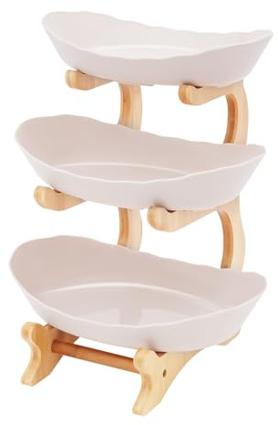 czyuRachel Corbeille à fruits à 3 étages, en bois de bambou, décorative, peu encombrante, moderne, pour fruits, bonbons, pain
