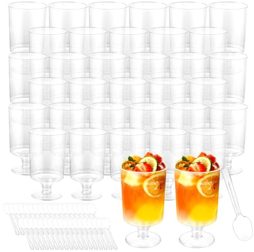 MIVIDE 100stk. Dessertgläser Plastik Klein, 100-120ml/ 4oz Kleine Dessertbecher Plastik Rund, Dessertschalen Plastikbecher mit Fuß für Dessertparty, Pudding, Mousse, Eis