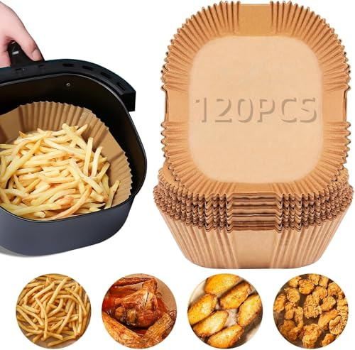 Backpapier für Heißluftfritteuse 4,5L-8L 120 Stück Airfryer Backpapier 20-24cm Für Philips Russell Tefal COSORI Midea XL XXL heißluftfritteuse