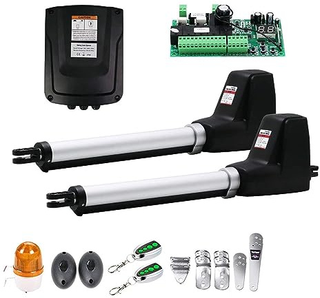 CFWWSAQ Sliding Gate Opener, Heavy Duty Dual Wing Electric Swing Gate Opener Kit Auto Dual Gate Motor Complete Hardware Kit For Swing, Driveway, Fence(KIT B)
