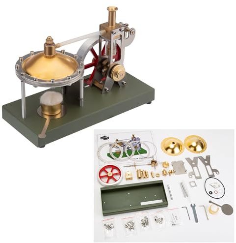 SOLIAXDIY Dampfmaschinen Modell Bausatz, ENJOMOR Retro Metall Vertikale Zylinder Dampfmaschine mit Kesse, DIY Mechanisches Physik Engine Motor für Erwachsene