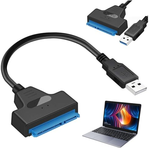 Gcroet Cavo Sata a USB da 9, 06 pollici 6 Gbps 22 pin USB 2.0 per disco rigido SSD esterno da 2, 5 pollici ad adattatore con adattatore Sata LED per laptop desktop..