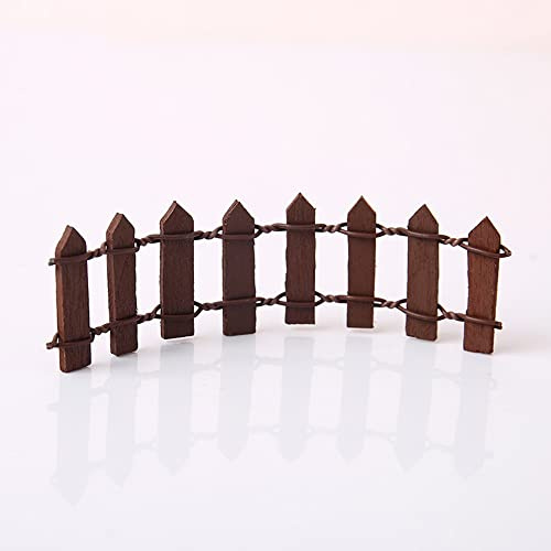 Blausky 20 Stück Miniatur Zaun Holz 10x3cm,Holz Dekofigur,Mini Zaun Gartenzaun,Zierzaun Holzzaun zum Basteln Micro-Landschaft Zubehör für Terrarium Blumentopf Puppenhaus Wichtel,Braun