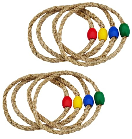 SOIMISS Jeu de Lancer D’Anneaux en Ficelle Naturel 8 Pièces pour Garçon et Filles Éducatif de Coordination Main-œil, pour Jeux D’extérieur, École et Activités en Plein Couleur Aléatoire
