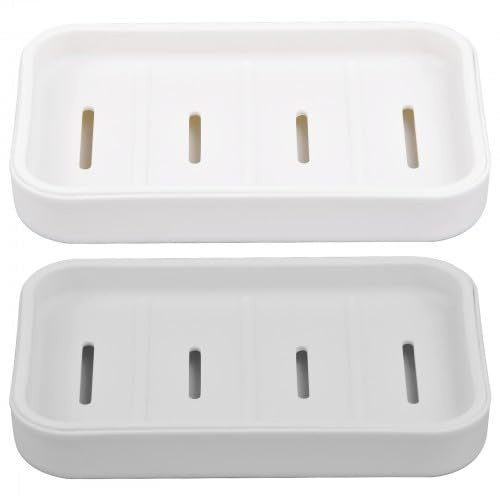 Tvålkopp med avlopp, 2 stycken, halkfri och robust tvålkopp i plast, tvållåda för badrum, kök och dusch, håller tvålen, perfekt för resor