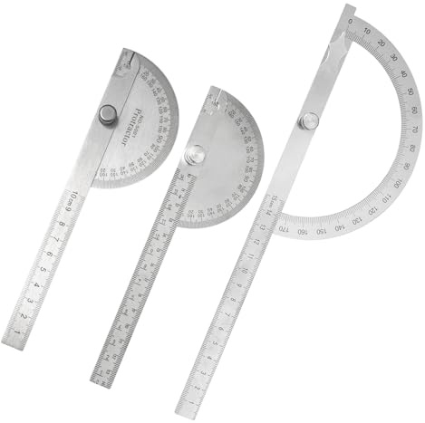 Bofanze 3 Stück Winkelmesser Aus Edelstahl(0-180°) Präz.-Gradmesser | Universal-Winkelmesser mit klarer Skala Winkelmesser mit Metall-Feststellschraube Holzhandwerk Bau Heimwerker Messwerkzeug