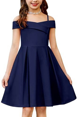 Arshiner flickor klänning spaghettirem sommar elegant 5-14 år | Ärmlös, A-linje, ficka, enkel, fest, mode